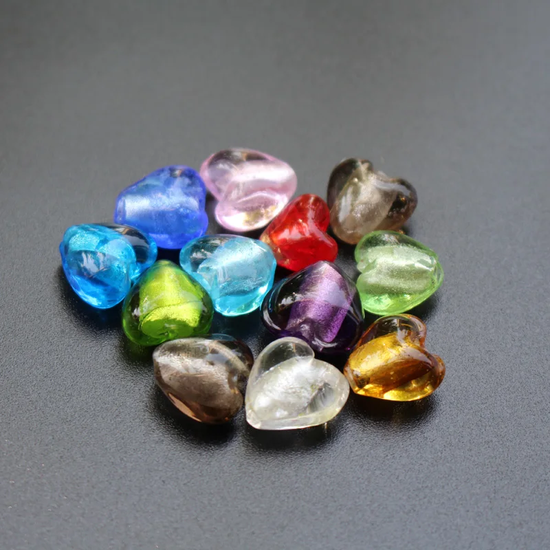 12mm Herzperlen, lampeffektveredelte Glasperlen, rot-rosa Mischung für Schmuckherstellung, Schmuckzubehör, weiße Accessoires, DIY Bijoux