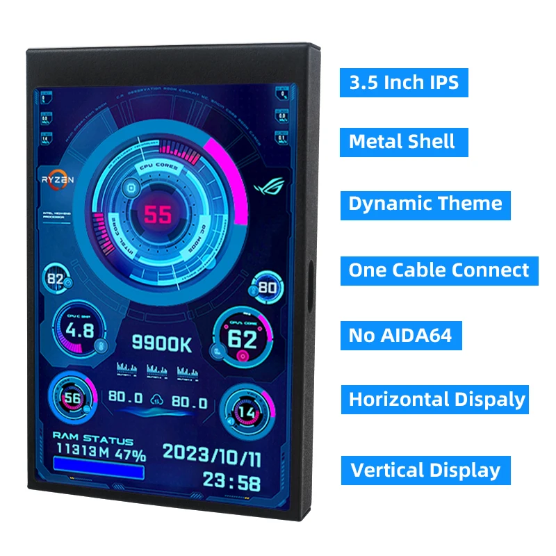 Ips tipo c Tela Secundária Cpu do Computador Gpu Ram Monitor Hdd Display Usb Usb Nenhum Aida64 Lcd para Windows 10 11 35 - Imagem 2