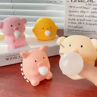 Sensory Toy Cartoon Animal Squeeze Toy Chick Pig Blow Bubble Fidget Toy Fidget Toy 3D Pinch Decompression Toy Practical Jokes 2