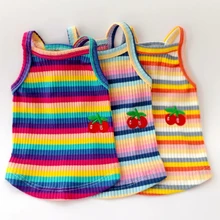 

2021 Rainbow Strip Pet Dog Clothes Spring Pet Clothing for Small Medium Dogs Costume Puppy Pet Shirt Clothes for Dogs Ropa Perro