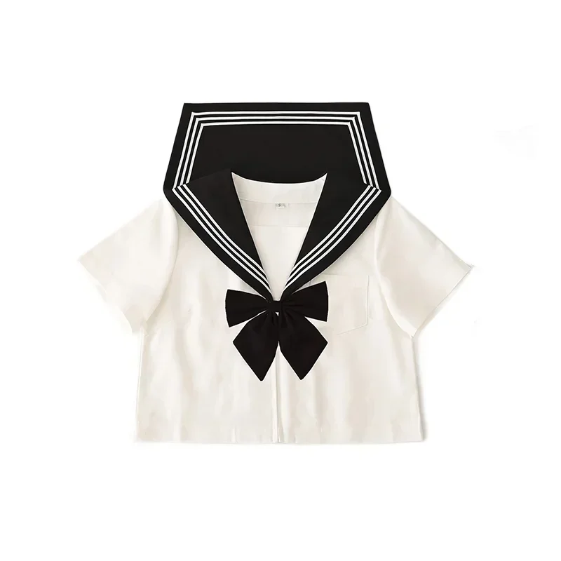 Basic JK Black Collar White Lines School Uniform Girl Sailor Suits Pleated Skirt Japanese Style Clothes Anime COS Costumes Women japanese school uniform japanese schoolgirl skirt japanese women dress