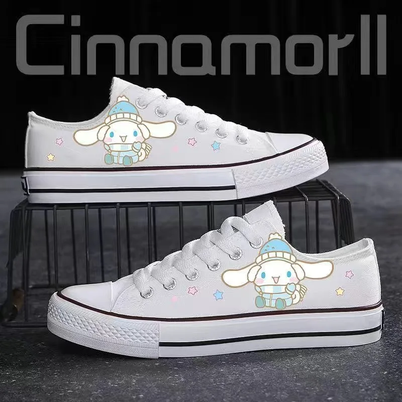 Sanrio My Melody Zapatos Cinnamoroll Kuromi Zapatos de lienzo de alto nivel Mujeres Zapatos de pareja casual 2024 Primavera / Verano Nuevas zapatillas Lolita