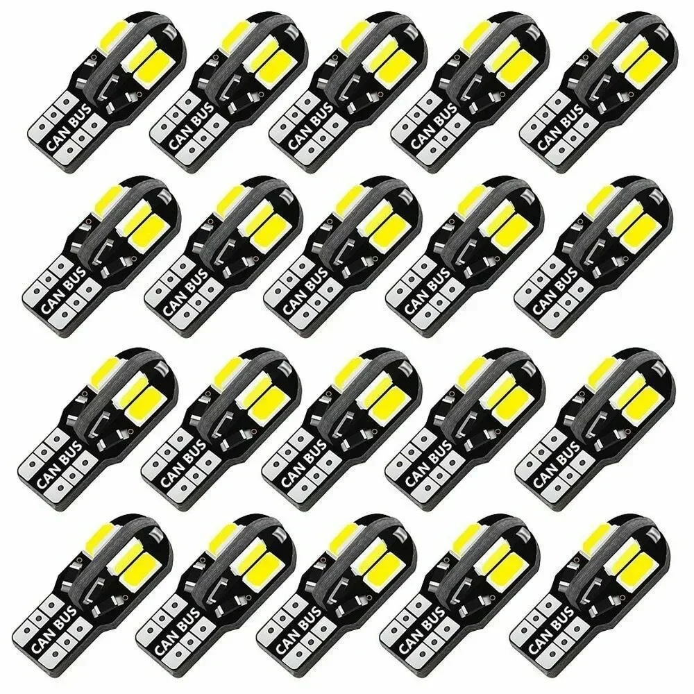 10/20 Pack W5W T10 LED Bulbs Canbus 8SMD 12V LED Car Interior Map Dome Lights Parking Light Auto Signal Lamp