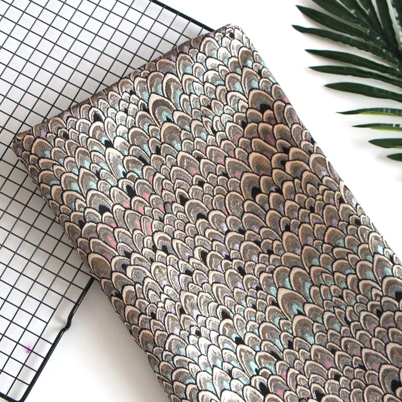 

45*145cm Brocade Metallic Jacquard Fish Scale Woven Satin Fabric Cheongsam Dress Skirt Damask DIY Coat Clutch Bag Textile Cloth