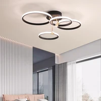 Lustre de plafond LED moderne pour salon chambre, plafonnier rond à intensité variable, plafonnier de chambre or/Chrome/noir 6