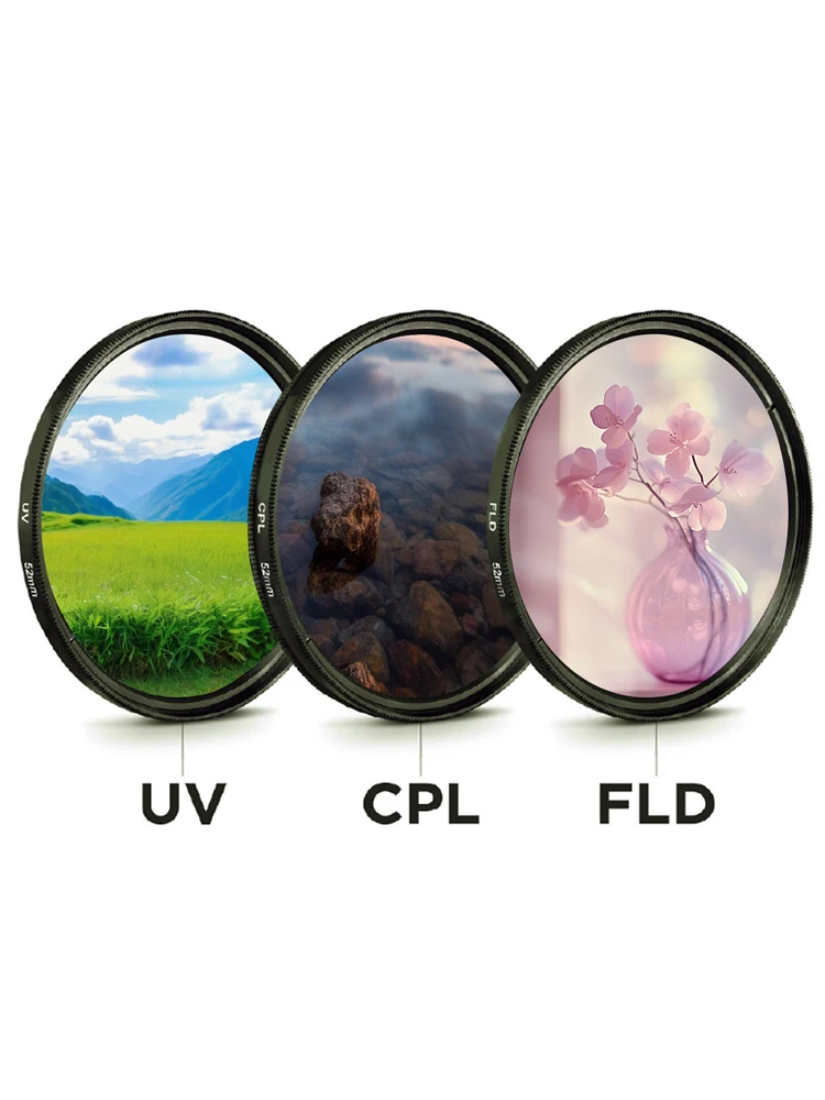 Lot 3 Filtres UV CPL FLD 52-67mm Protection Objectif Photo