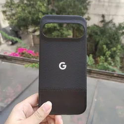 Luxury Fabric Leather Phone Case - Frameless Color Contrast Shockproof Hard Cover - Pixel 8 (Black)