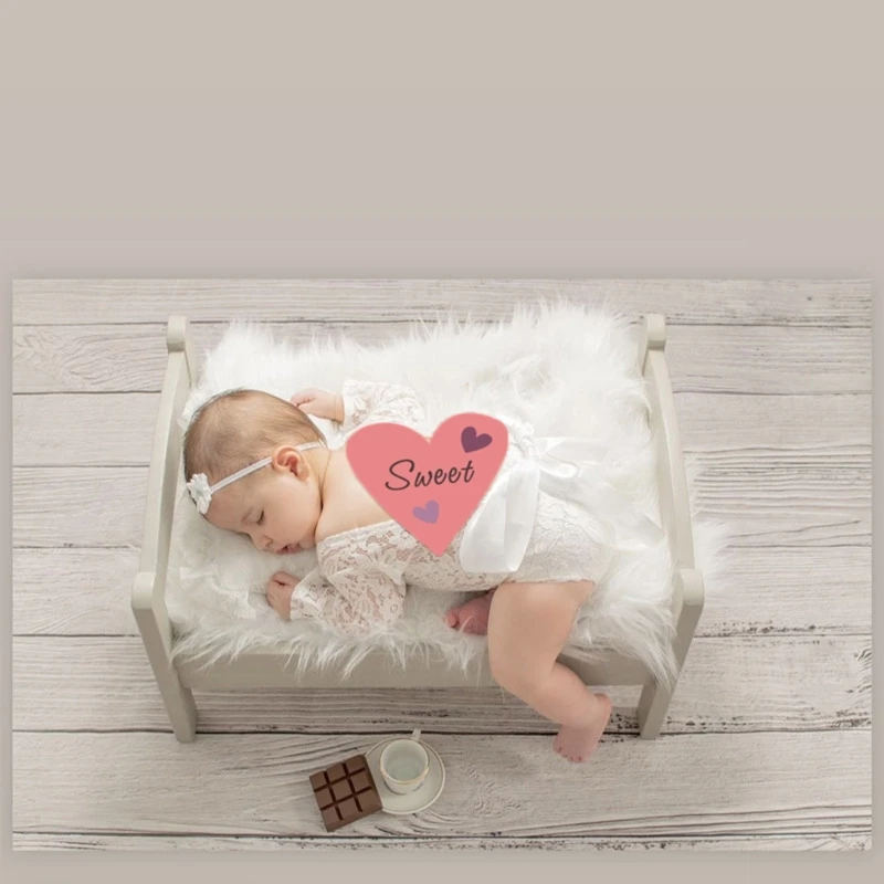 

Newborn Girl Lace Romper with Flower Headband Photoshoot Outfits Baby Photo Prop