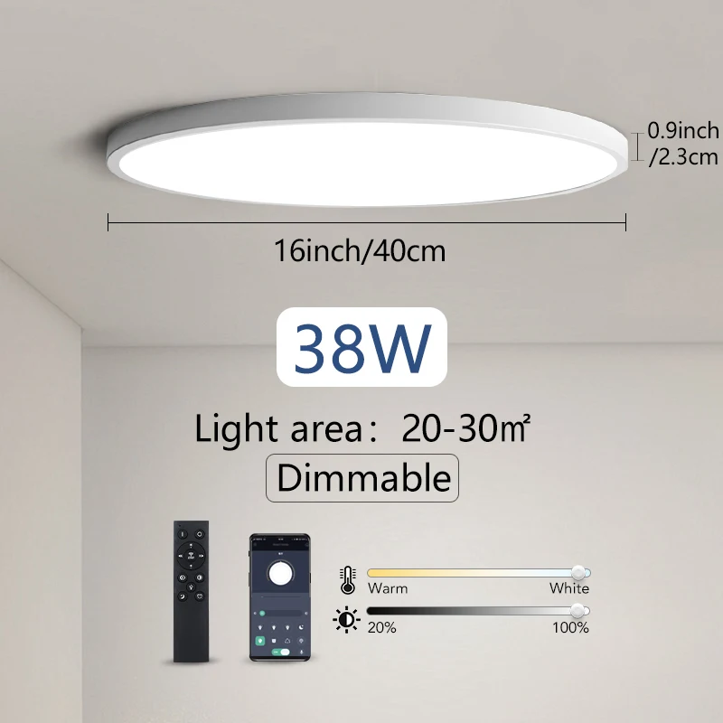 flush mount lighting MARPOU 0.9inch Ultra Thin Smart LED Ceiling Lamp APP/Remote Control Dimmable Lustre Led Ceiling Light for Living room decoration black downlights Downlights