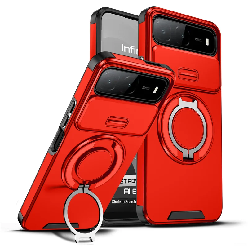 Shockproof Armor Phone Case with Magnet Holder and Lens Protection Cover