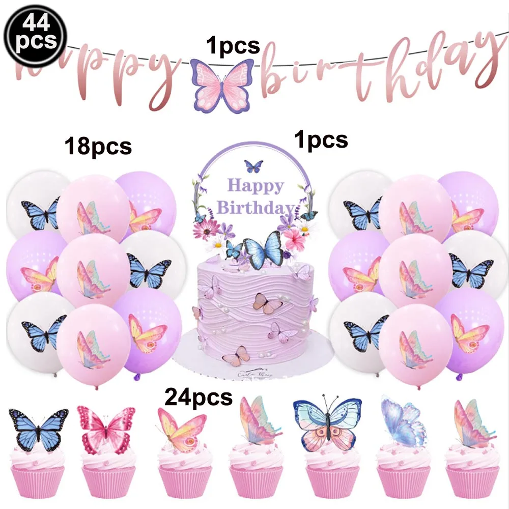 Pink Butterfly Balloon Set - 32-inch Foil Number Balloons for Birthday or Baby Shower Decor