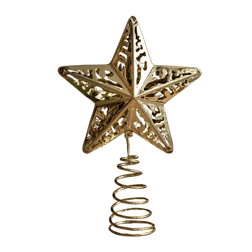 Metal Glittered Gold Star Christmas Tree Topper for Holiday Party Home Decor