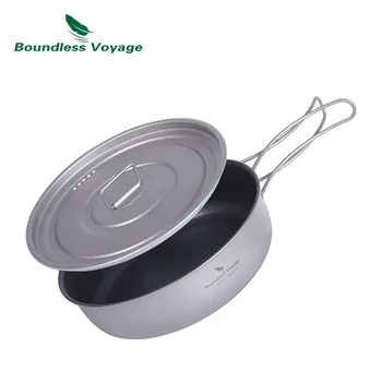 Boundless Voyage 티타늄 프라이팬, 눌어붙지 않는 프라이팬, 프라이팬 접시, 로스팅 팬, 뚜껑 달린 요리 철판, 초경량 식기, 1000ml