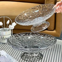 1PC Transparent Water Ripple Fruit Tray Dual-layer Can Draining Modern Light Luxury Snack Dried Fruit Tray Kitchen Decoration 2