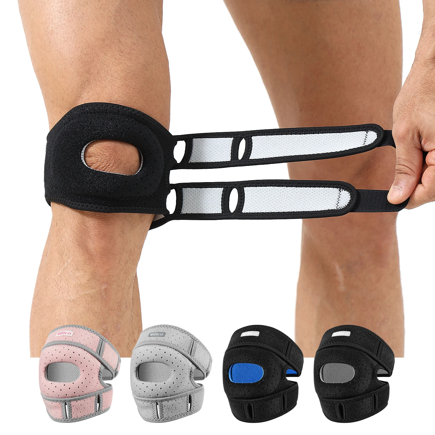 Manchon de soutien du tendon rotulien double réglable, adapté au ménisque, à l'osteoarthrite, à l'orthès et au soutien du genou pour l'athlète