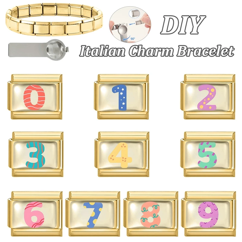 Number Series 0-9 Stainless Steel Bracelet for Women and Men