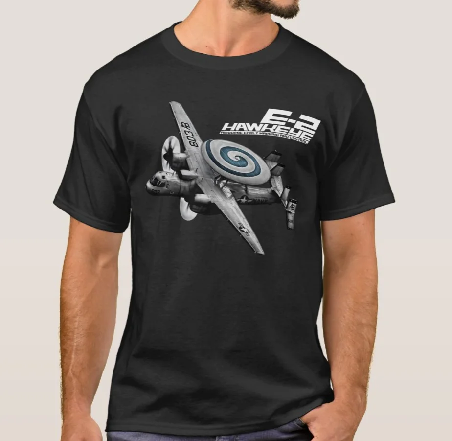 

E-2 Hawkeye Airborne Early Warning (AEW) Aircraft T-Shirt 100% Cotton O-Neck Summer Short Sleeve Casual Mens T-shirt Size S-3XL