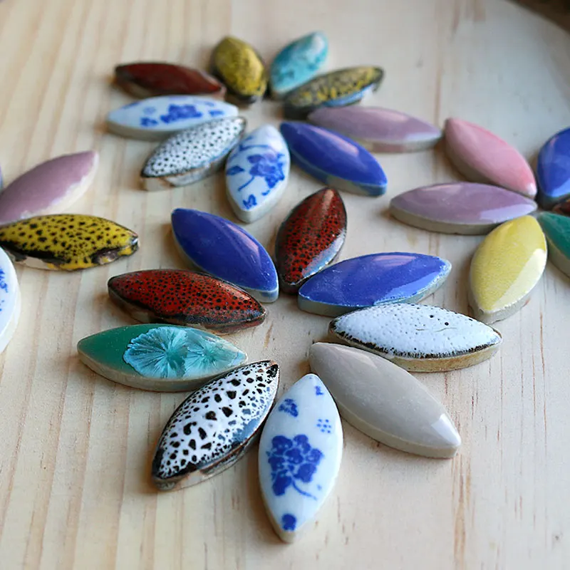 100g Ceramic Mosaic Tiles DIY Mosaic Making Stones for Craft Hobby Arts Wall Decoration Petal arte oval ceramic mosaic tiles