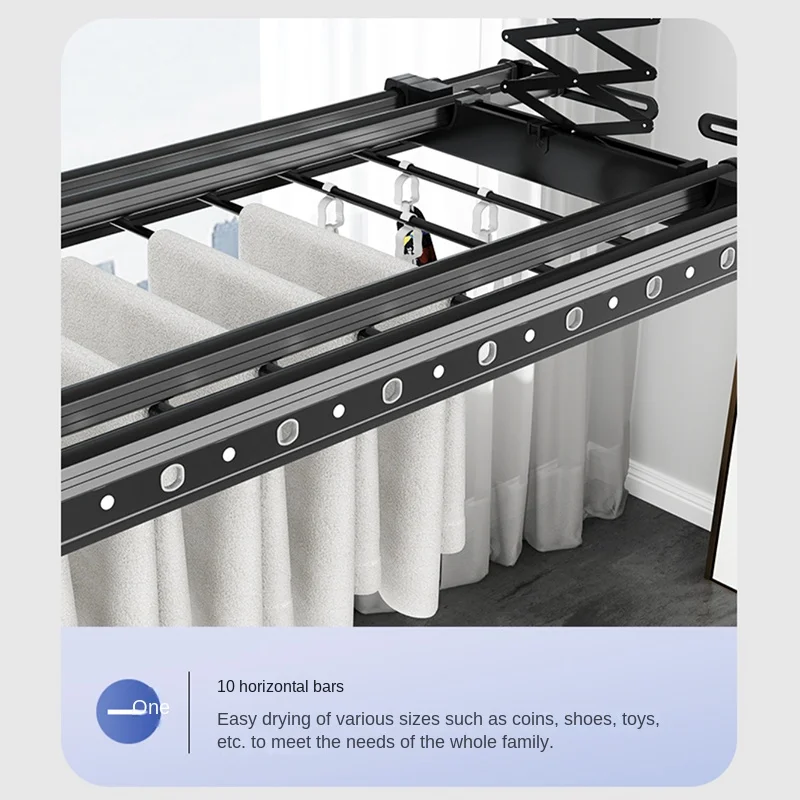 Led Lighting Electric Rack Intelligent Remote Control Lifting Household Clothes Dryer Balcony Four Pole Telescopic Clothes Dryer