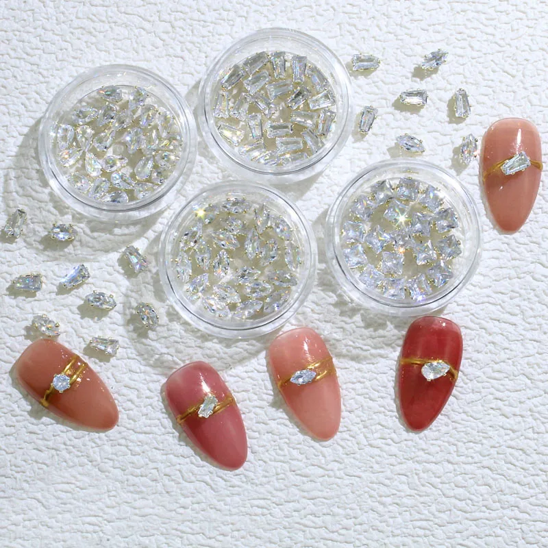

30pcs Super Shinny 3D Nail Gems Crystal Charms Nail Art Rhinestones Waterdrop Trapezoid Square Manicure Accessories Nail Jewelry