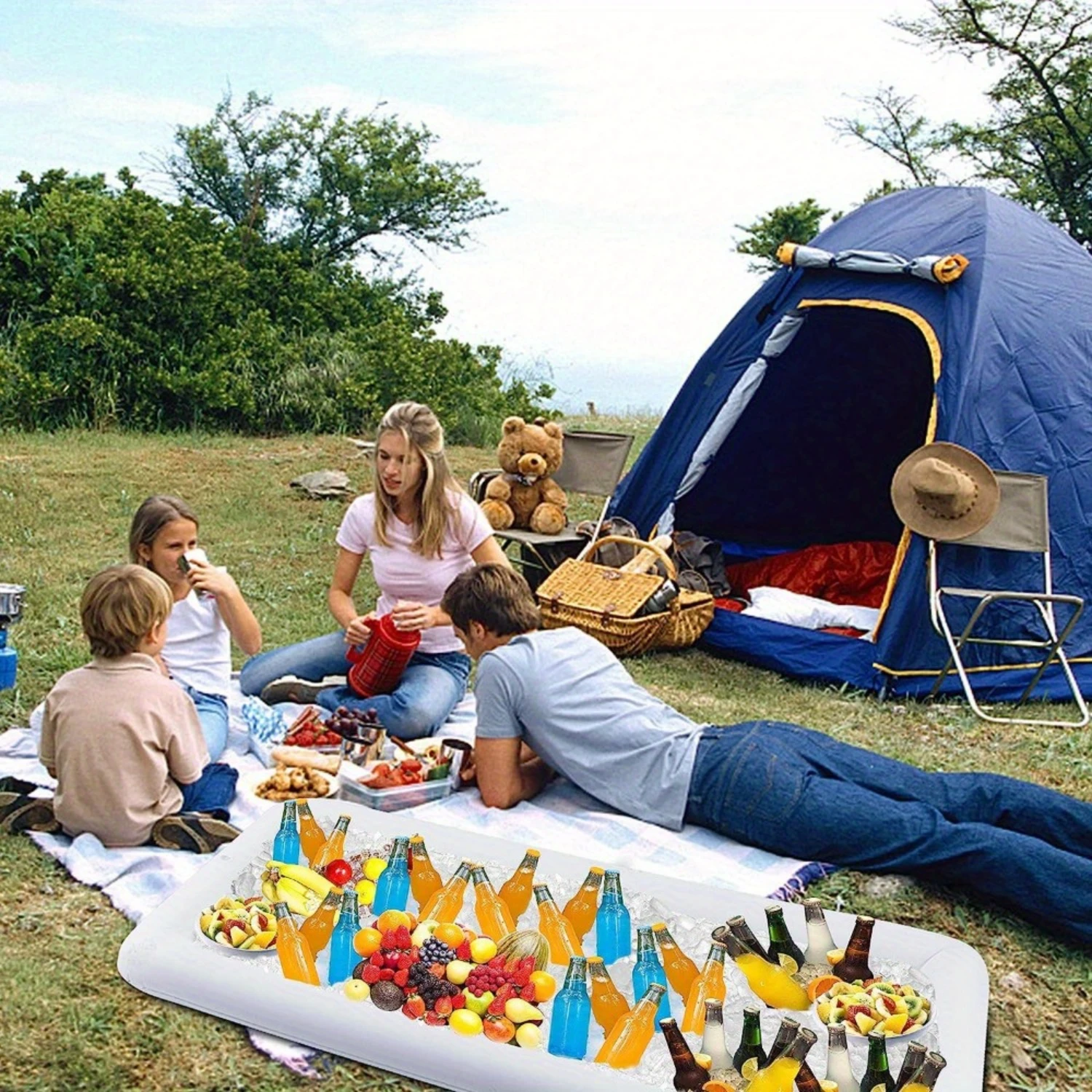 and Salad Serving with Drain Plug-PVC Floating Ice Tray for Parties, Picnics & Camping-Pool Float Cooler for Adults 14+