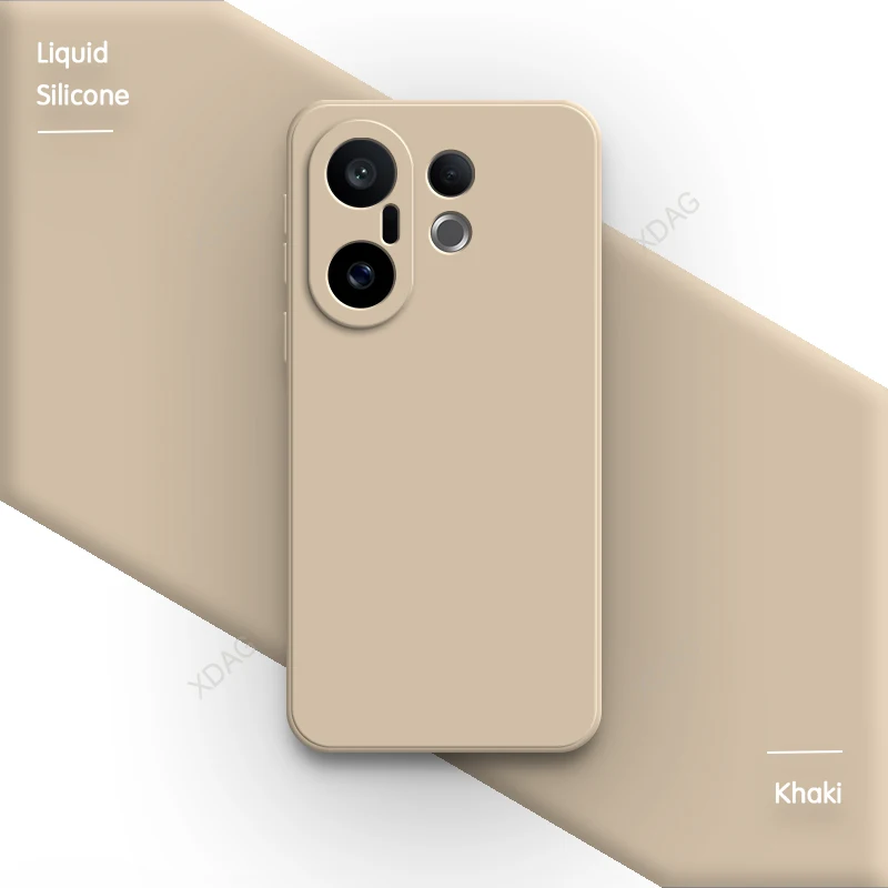 Elegant Liquid Silicone Phone Case with Lens Protection - Classic Back Cover