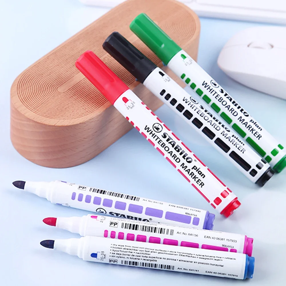 4pcs German Stabilo Whiteboard Pen 641 Marker Round Head School Easy To Erase Not Easy To Dry Stationery Classroom Supplies