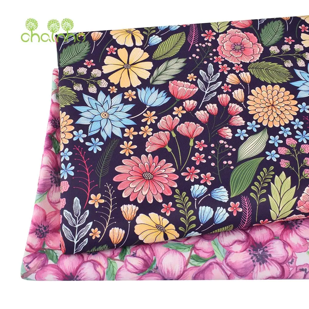 Chainho,Digital Printing Coated Waterproof Fabric,Floral Series,For DIY Quilting & Sewing Suitcases,Backpack,Tablecloth Material