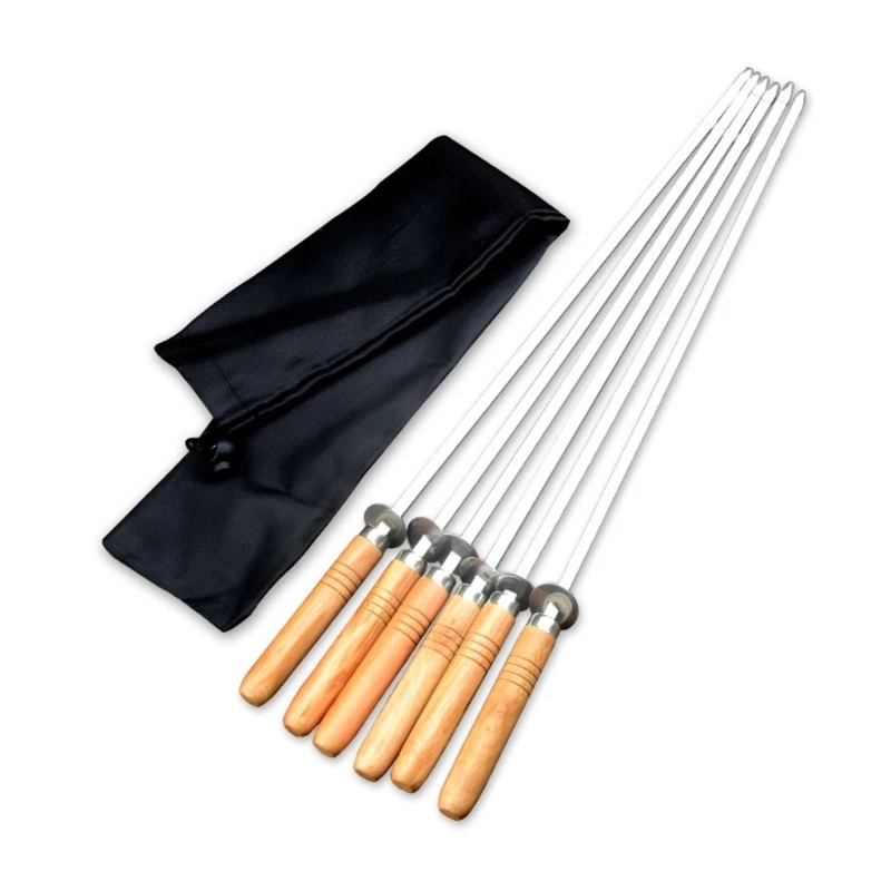 

6Pieces/set Barbecue Grilling Skewers Stainless Steel Barbecue Stick