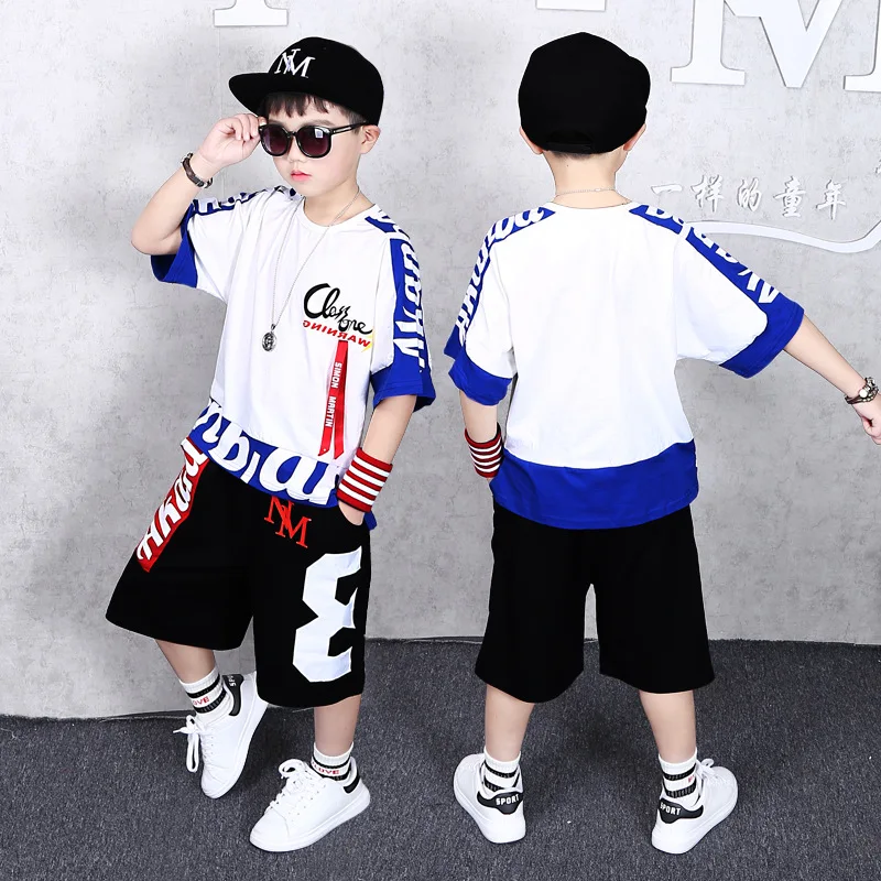 2022 Boy Tracksuits 7 To 14 Years Hip-Hop Children Clothes Suit Summer Teenage Boys Sets T-Shirt Short Pants 2Pcs Kids Outfits