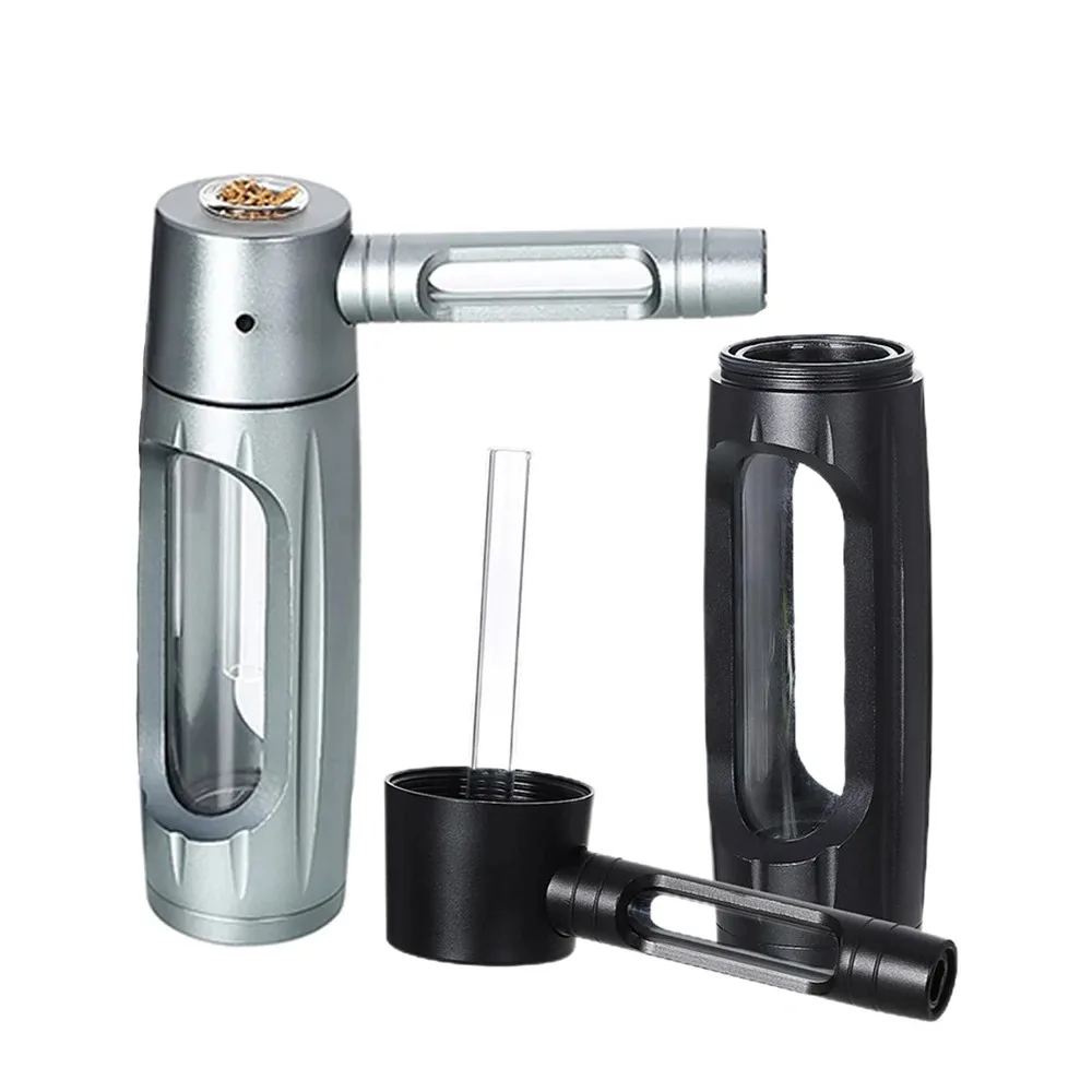 Glass Dry Burning Grass Smoking Pipe Kit Aluminum Alloy Hookah Shisha Pipes Tobacco Bowls Smoking Accessories Men Gadgets
