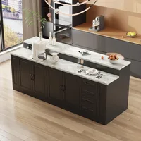94.5" W Stationary Kitchen Island Storage Cabinet with Built-in Power Outlet, Adjustable Shelves & 3 Drawers for Dining Room 1