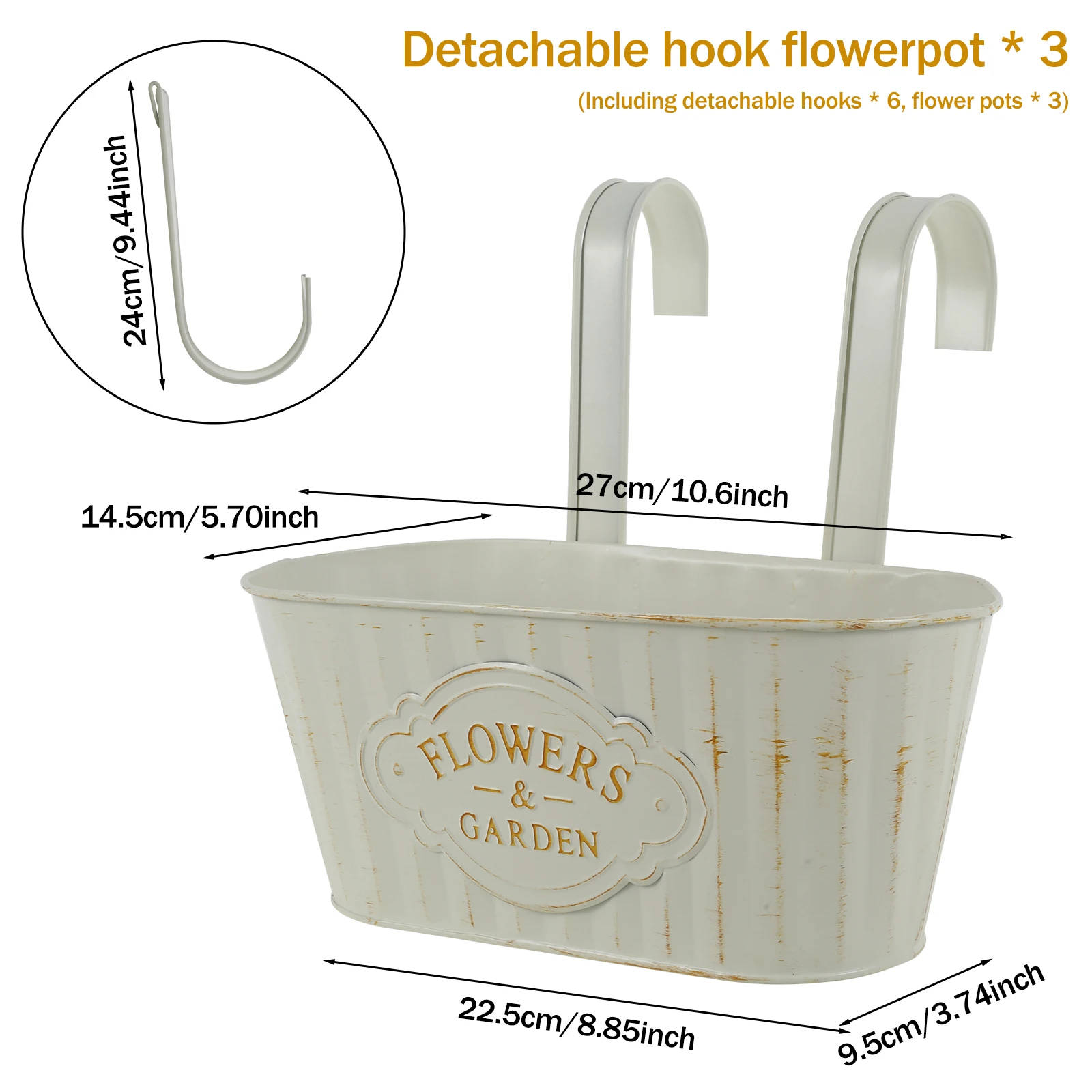Metal Hanging Flower Pots for Railing/Fence 3