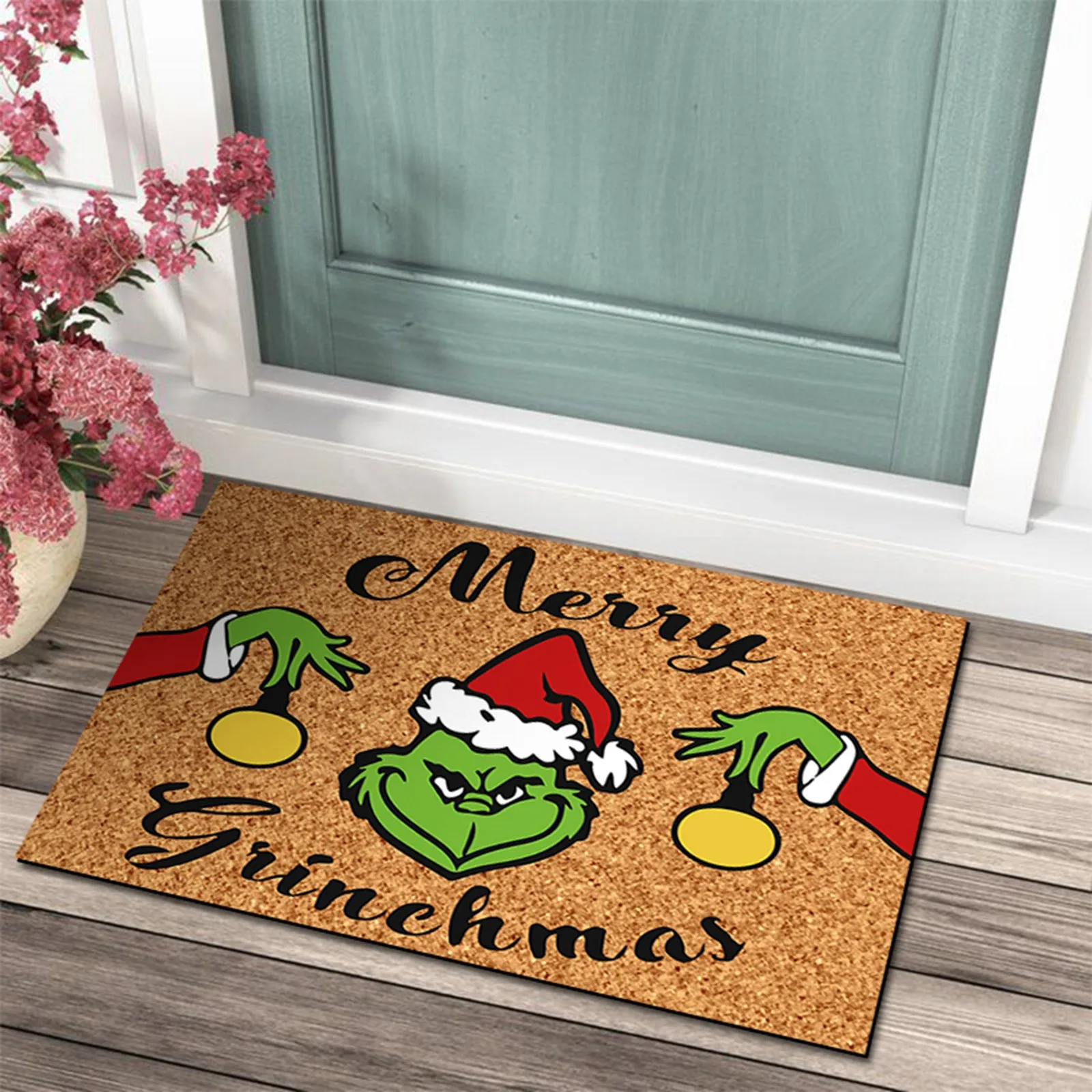 Christmas Door Mat Outdoor Welcome Mat Front Door Entryway Christmas Carpet Funny Mats Anti-Slip Rug Decorations