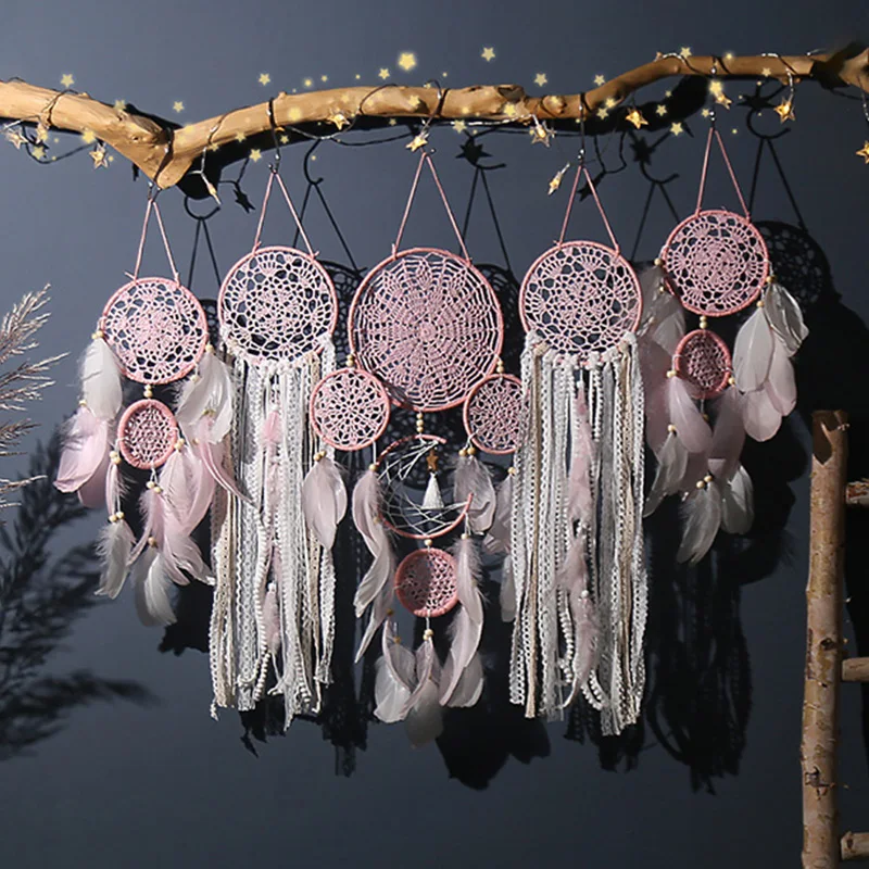 5pcs/set Feathers Dream Catcher Wall Hanging Decoration for Home Living Room Bedroom
