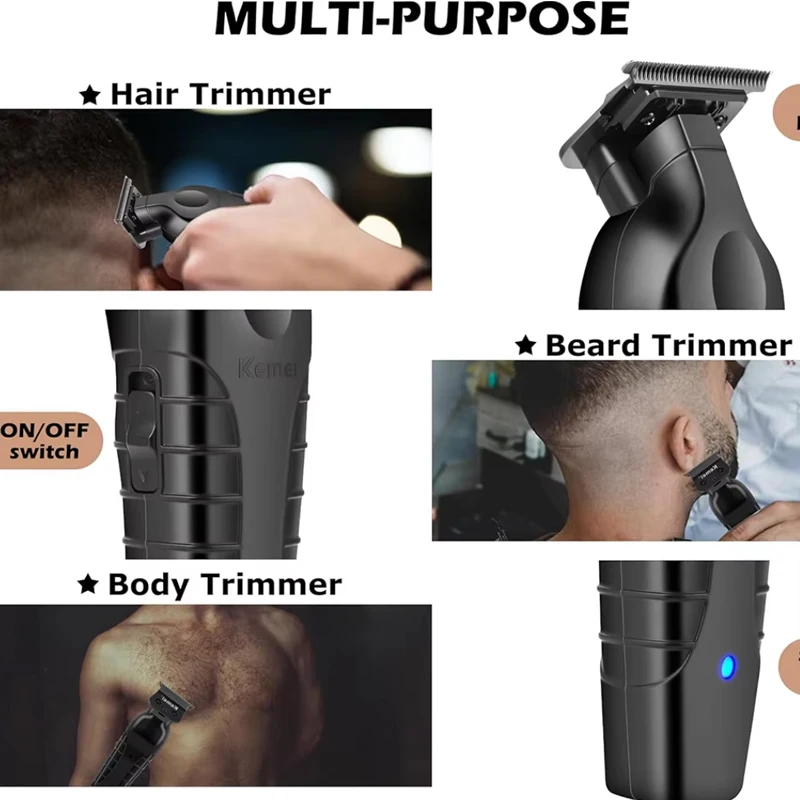 Kemei Electric Hair Trimmer Shaver Home Trimmers for Men Hair Clipper Professional Rechargeable Shavers Barber Cutting Machine 6