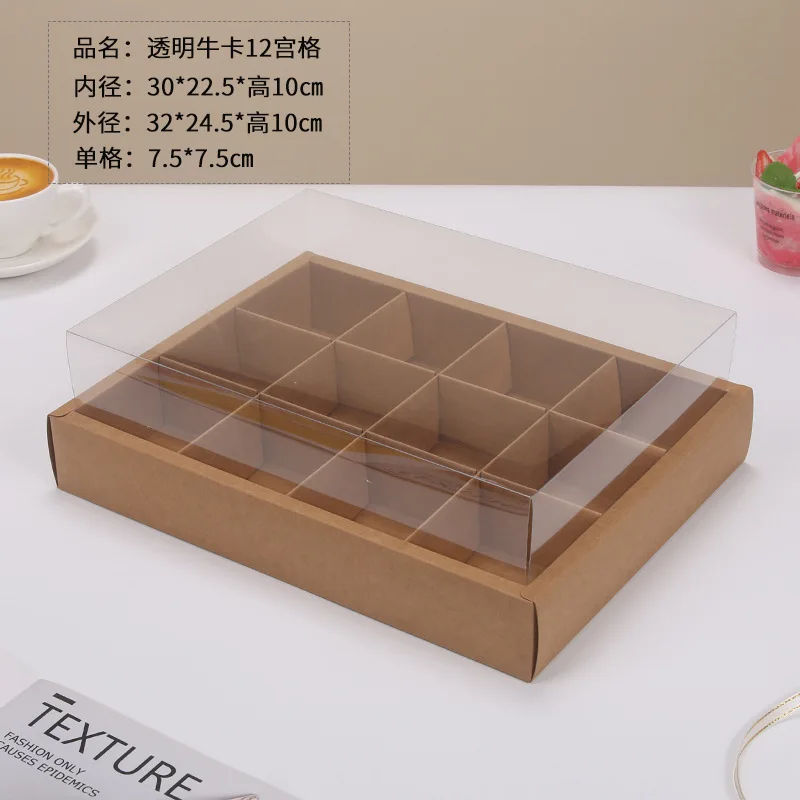 6/9/12 Grid Kraft Paper Cupcake Boxes with Clear Window, Muffin and Pastry Packaging Ca... - SKU KPGB0916 - UGI Packaging