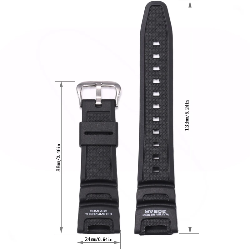 Durable Resin Sports Watch Strap - Men's Waterproof Replacement Accessory