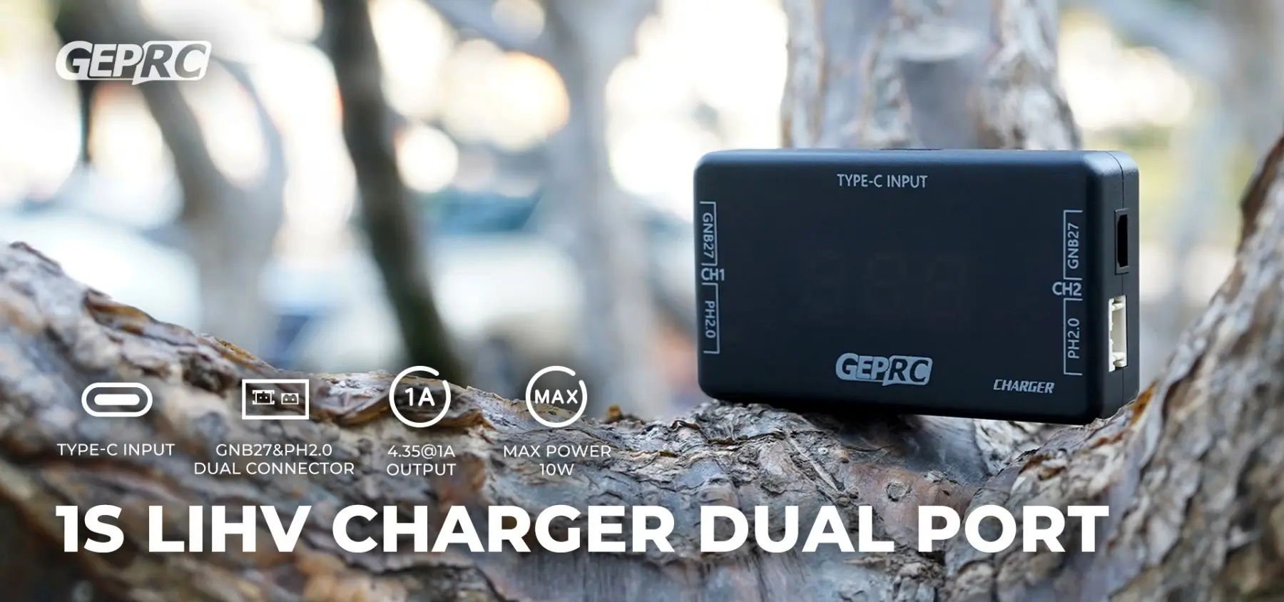 GEPRC GEP-C1 Charger - Type-C 1S LIHV Dual Port GNB27 PH2.0 Fully Charged Buzzer Suit For RC FPV Quadcopter Tinygo Series FPV Drone Battery Charger 8