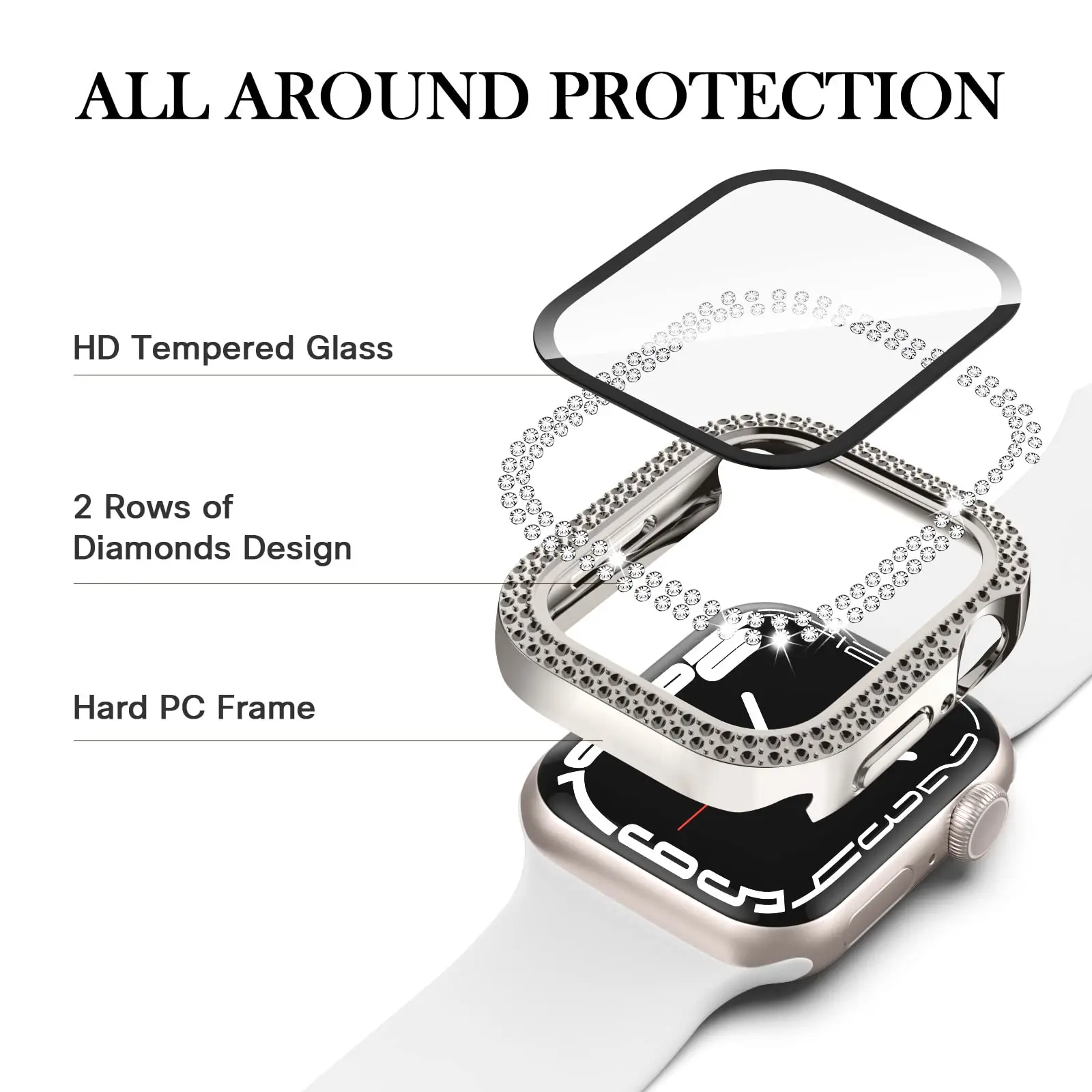 Luxury Bling Glass-Diamond Apple Watch Bumper Protector
