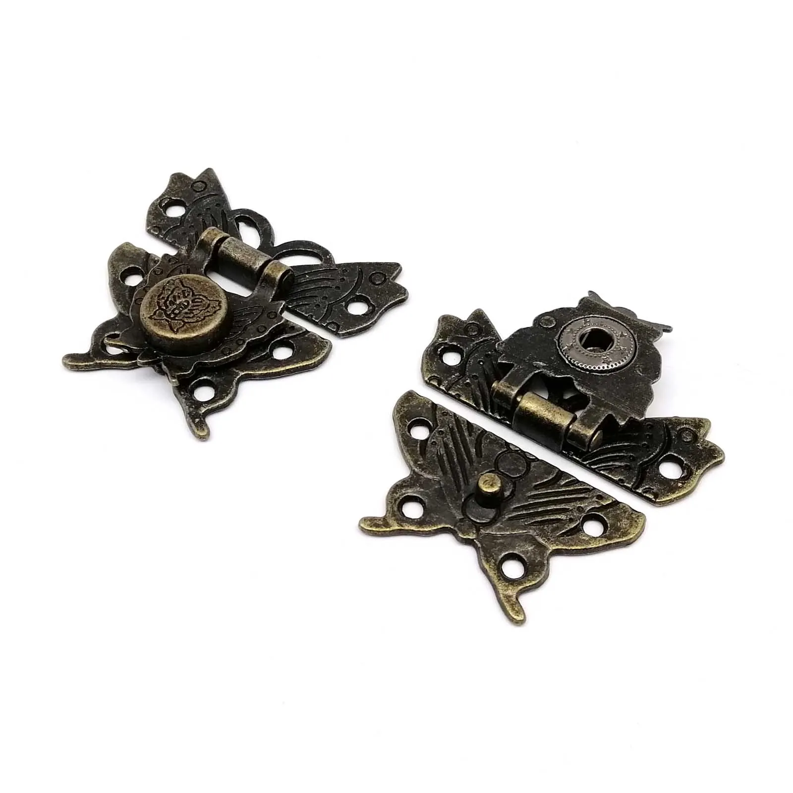 Decorative Latches Vintage Antique Brass Bronze Decorative DIY Butterfly Shape Wooden Jewelry Chest Toggle Wine Box Latch Gift Case Hasp Lock Clasp