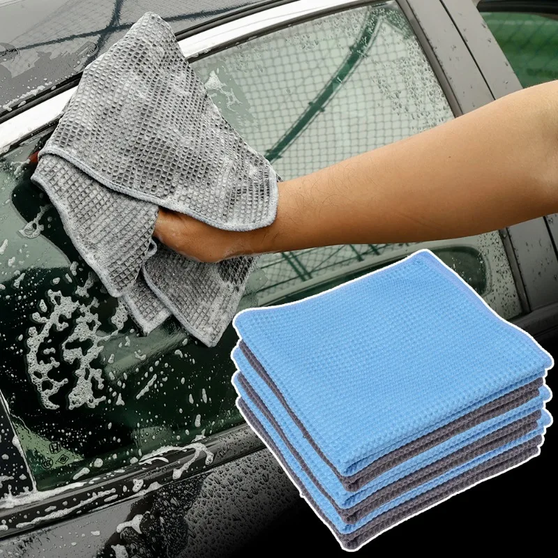 

New Waffle Car Wash Towel Absorbent Microfiber Window Cleaning Wipe Drying Towels Cars Home Care Cleaning Tool 40cm*40cm