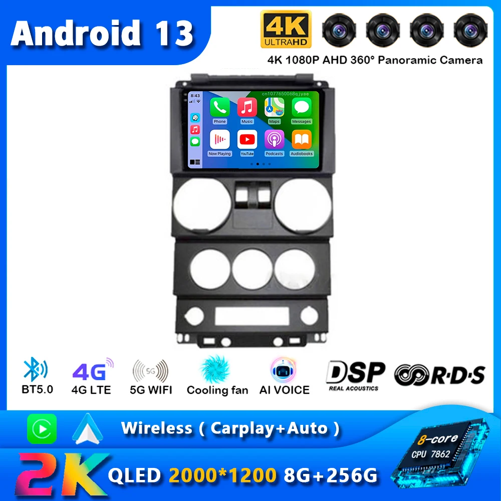 

Автомобильный радиоприемник на Android 13 для Jeep Wrangler Unlimited 3 JK 2008 2009 2010 навигация GPS мультимедийный видеоплеер стерео Carplay авто
