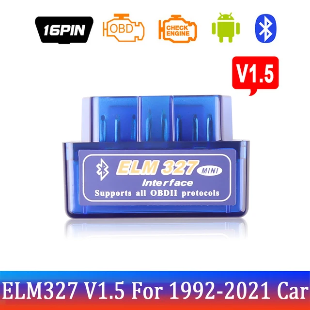  Bluetooth ELM327 MINI Inter Face V1.5 Auto OBD2 Scanner Code Reader Tool Car Diagnostic Tool Check Engine V1.5 For 1992-2021 Car 