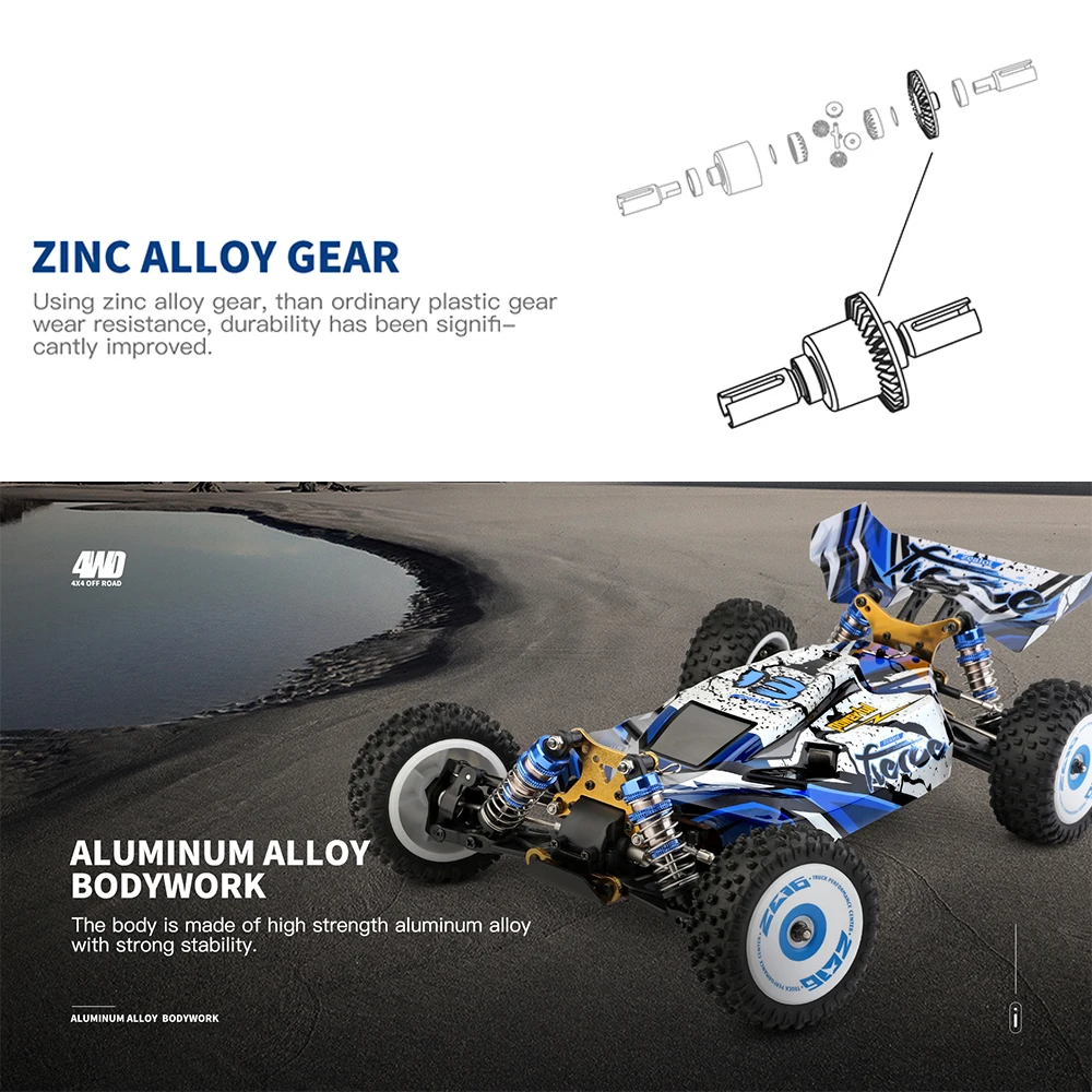 Electric High Speed RC Car 4WD Vehicle Blue