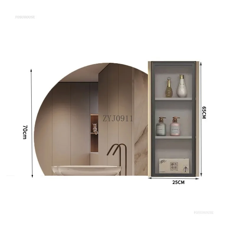 Luxury Bathroom Smart Side Cabinets with Light Mirror Cabinet Combination Bathroom Furniture Wall-mounted Mirror Cabinet Set