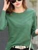 AOSSVIAO-camisetas de algodón acanalado para mujer, camisetas informales holgadas con botones, camisetas coreanas de manga larga con cuello redondo, 2024