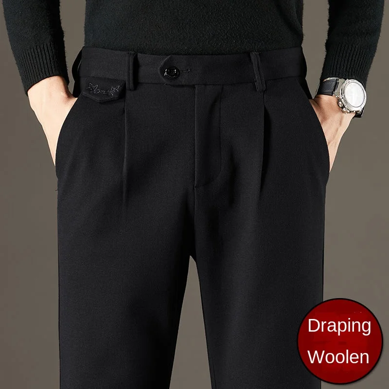 Men’s Loose Fleece-Lined Straight-Leg Winter Trousers – Cozy Casualwear