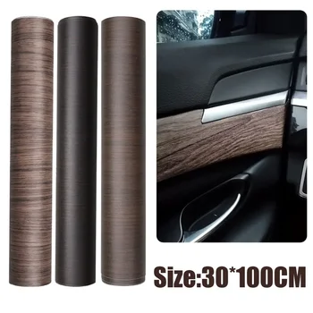 Adesivo lucido per auto Adesivo per interni automobilistici Grana del legno Pellicola in vinile Decalcomanie Accessori interni per auto universali 30 * 100 cm