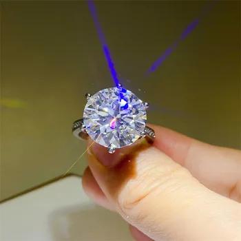 Certificate 5/10Ct D Color Moissanite Diamond Ring 925 Sterling Silver Party Wedding Band Rings for Women Engagement Jewelry